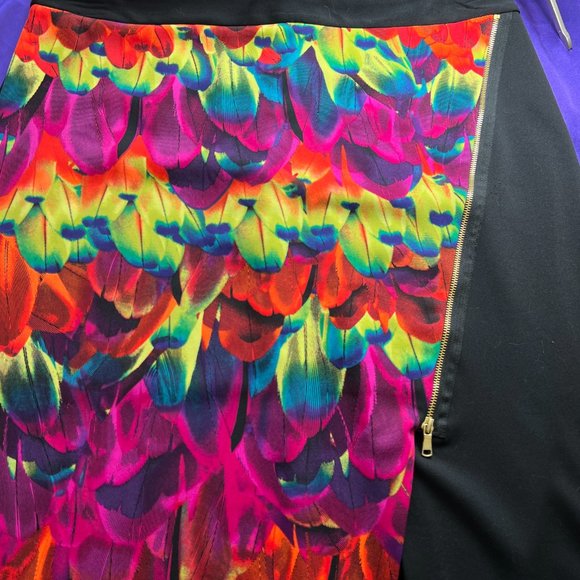 📌Worthington Eye-Catcher Exotic Print Rainbow  Color Jungle Zipper Skirt - Picture 11 of 16